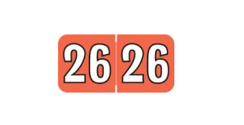 Orange/Black 2026 Colwell Jewel Tone Year Labels Size 3/4H x 1-1/2W Laminated 500/Box