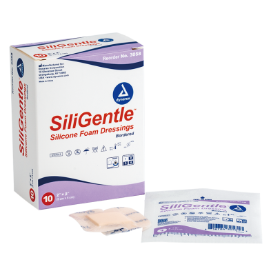 SiliGentle - Silicone Bordered Foam Dressing, 2" x 2", 10/Box