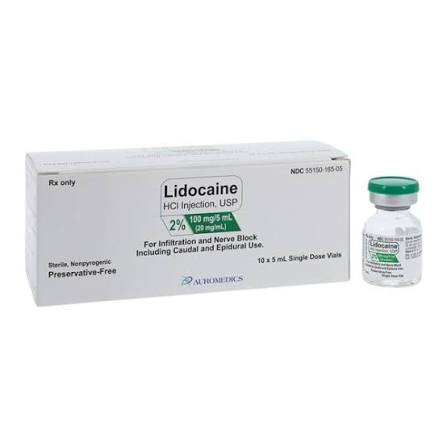 Lidocaine HCl 2% Injection SDV 5 mL x 10