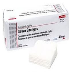 Gauze Sponge, 4" x 4", 8-Ply, Non-Sterile, 200/sleeve